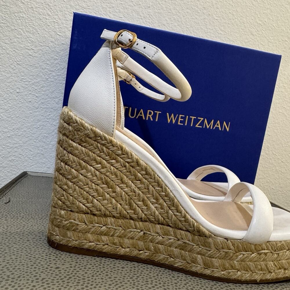 Stuart Weitzman Women's White Nudist Wedge Espadrille Sandal Shoes Size 6.5 - Picture 3 of 16